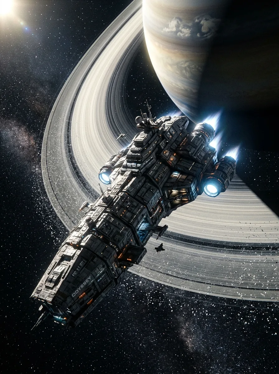 Futuristic Spaceship — metal poster printed in Dubai