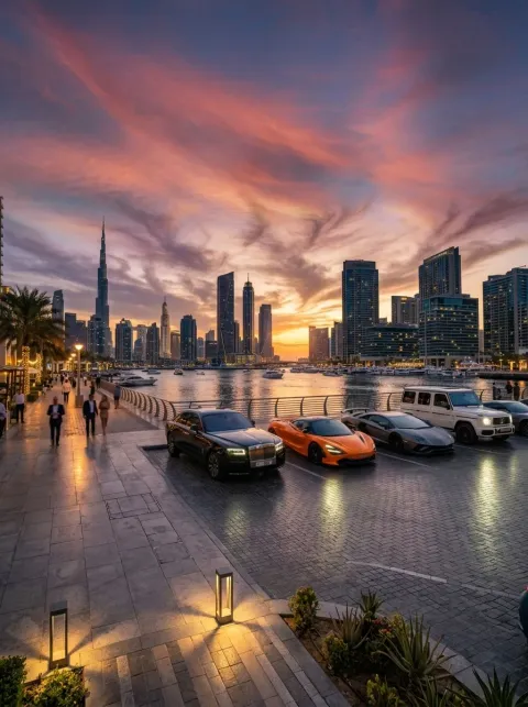 Dubai Skyline, Dusk — metal poster printed in Dubai