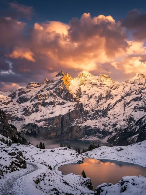 Snow-Covered Alps — metal poster printed in Dubai
